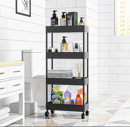 Estante de almacenamiento con ruedas de cuatro capas para cocina, dormitorio, sala de estar, juguetes para refrigerios, baño, inodoro