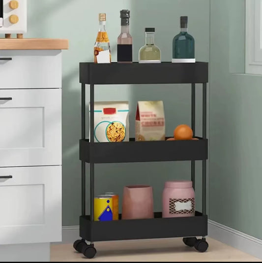 El carrito de almacenamiento multifuncional de tres capas es de tamaño extra grande y es adecuado para almacenar alimentos en la cocina, artículos de tocador en el baño, botellas en la sala de estar, macetas en el balcón y juguetes en el dormitorio, etc
