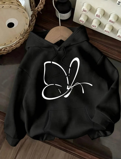 (🌍 PRODUCTO INTERNACIONAL) Sudadera Negra Con Capucha Y Letras Blancas Para Mujer