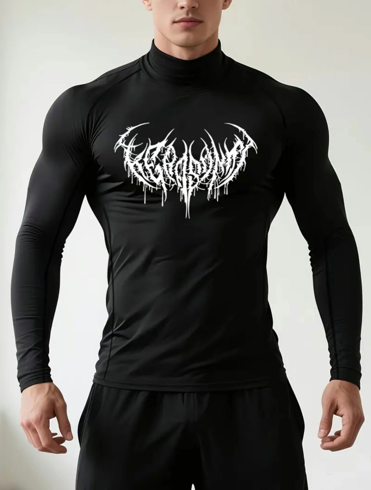 Camiseta de entrenamiento de manga larga de secado rápido para hombre - Top estampado, transpirable y elástico para correr, senderismo, gimnasio y uso casual