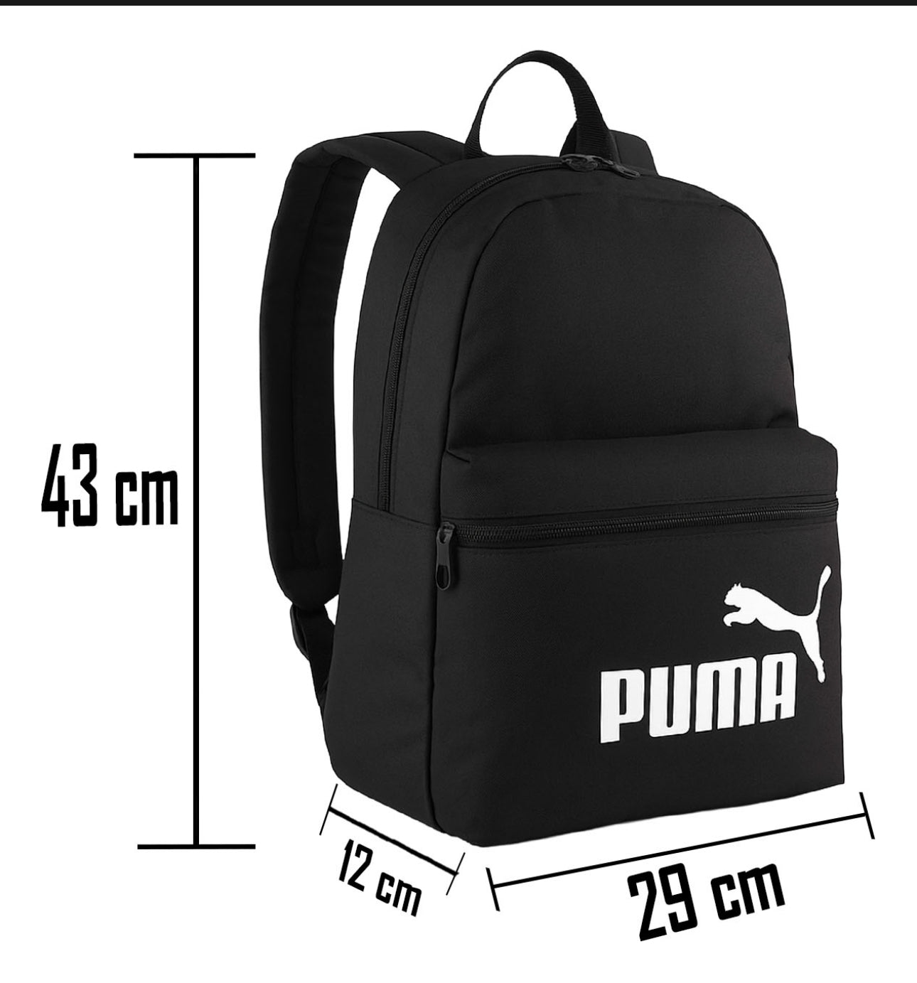 Mochila Puma Phase Negra Escolar Universidad Deportiva Casual Oficina Trabajo Asas Ajustables Cómodas Bolsillo Frontal Cierre Hombre Mujer 22lt