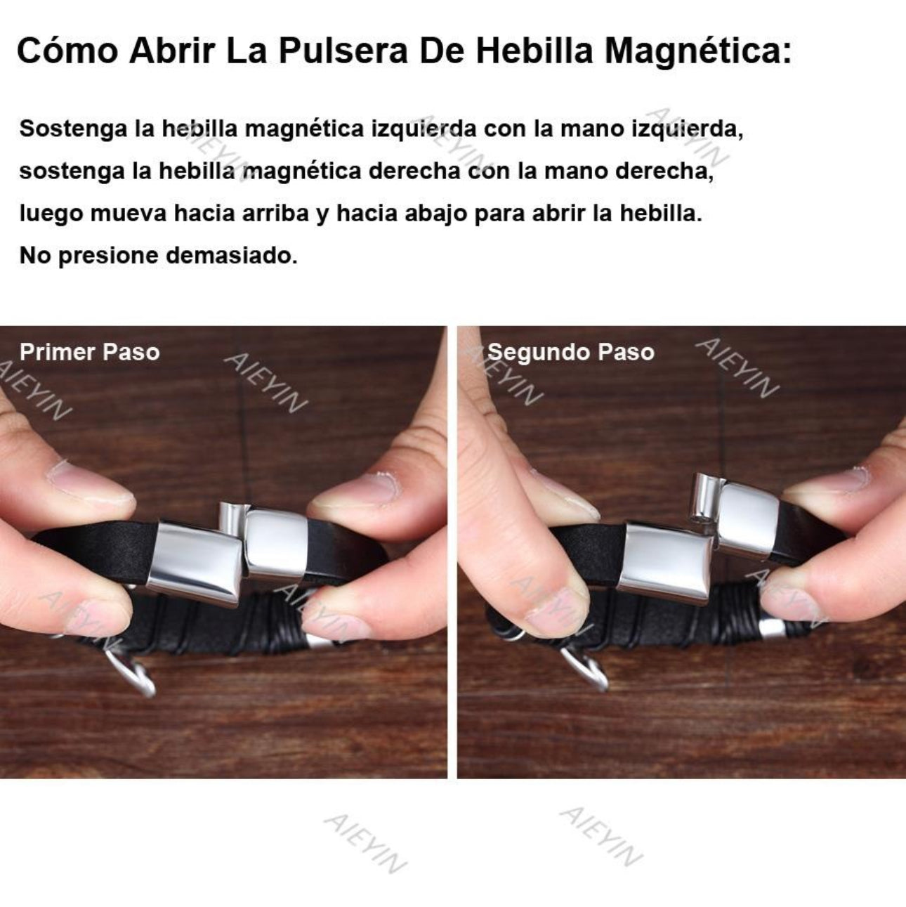 Pulsera Cuero De Cruz Acero Inox Con Magnética Para Hombre