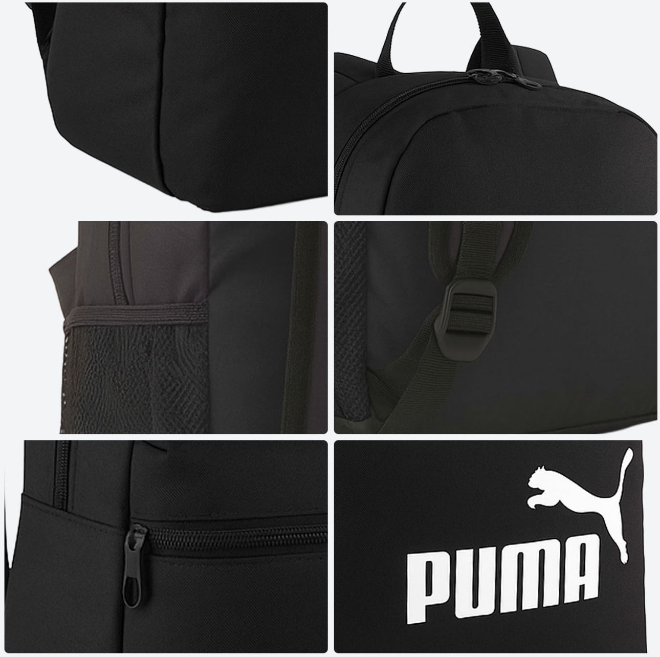 Mochila Puma Phase Negra Escolar Universidad Deportiva Casual Oficina Trabajo Asas Ajustables Cómodas Bolsillo Frontal Cierre Hombre Mujer 22lt