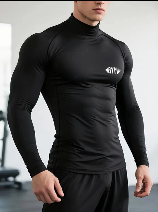 Camiseta deportiva para hombre de corte regular, de secado rápido y transpirable, manga larga, top casual deportivo para gimnasio, correr y senderismo