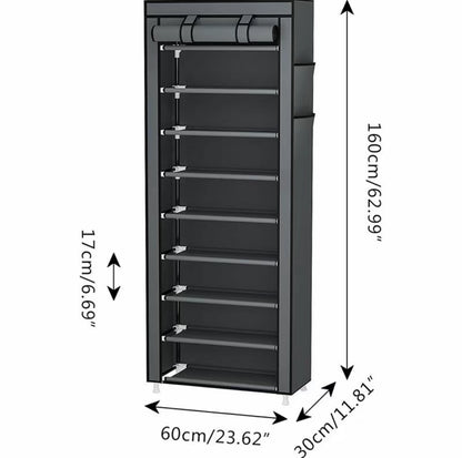 Zapatero simple para dormitorio de estudiantes, zapatero de nueve capas, zapatero de tela para dormitorio de alquiler, de gran capacidad, multicapa, a prueba de polvo, sin instalación, ahorro de espacio