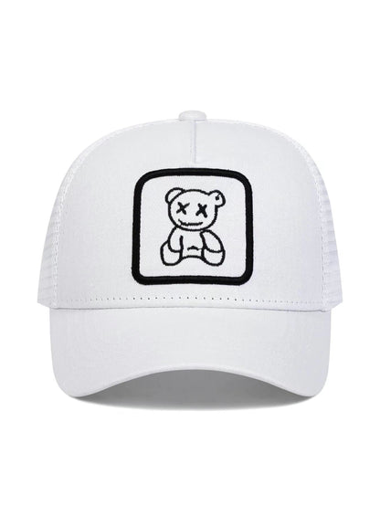 Gorra de Béisbol con Bordado de Oso de Dibujos Animados, Sombrero Casual para Deportes al Aire Libre para Hombres y Mujeres, Sombrero Ajustable para Protección Solar para Uso Diario