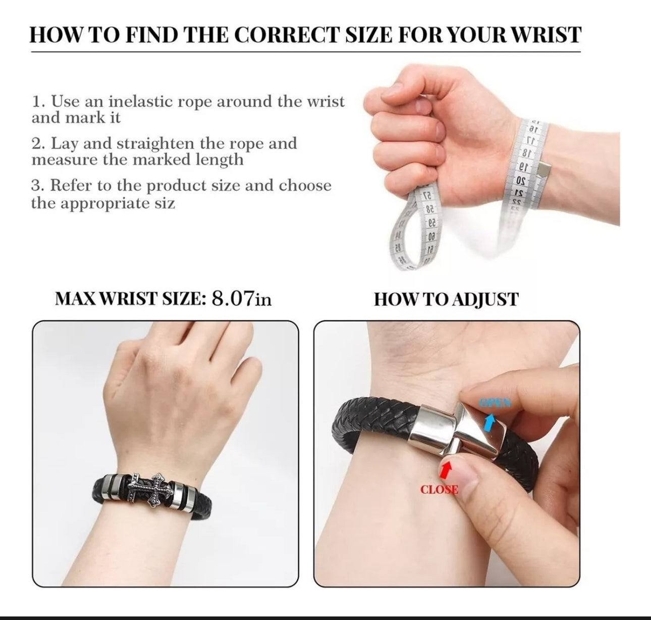 5 Piezas Pulsera Para Hombre De Cuero Con Hebilla Magnética