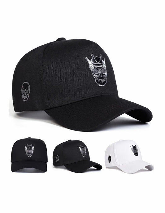 Gorra de béisbol bordada con calavera y corona unisex, sombrero ajustable para protección solar para hombres y mujeres, ideal para viajes al aire libre en primavera y otoño, y para fiestas