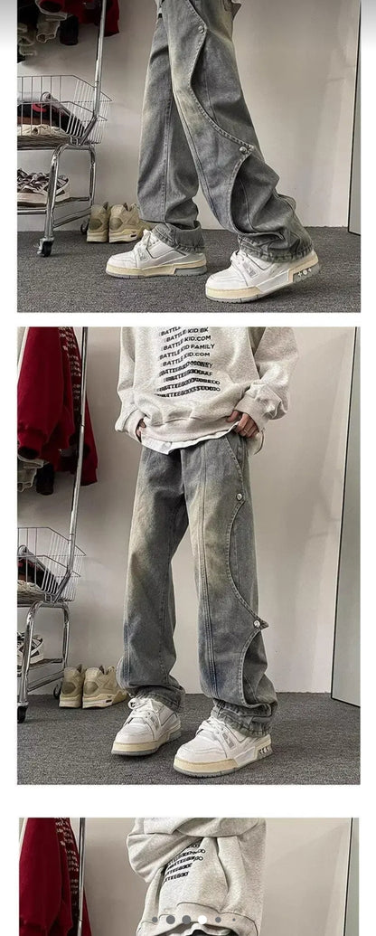 INTERNACIONAL Jeans De Hombre De Pierna Recta Holgados Y Casuales De High