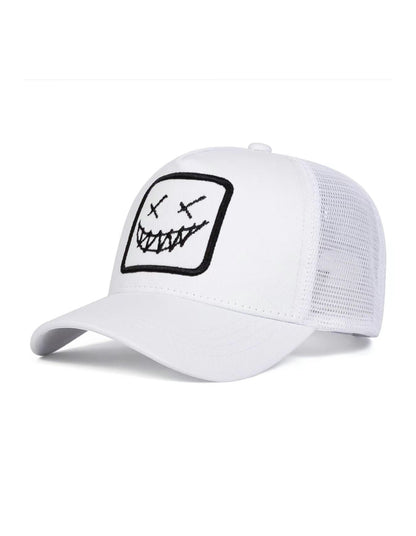 Gorra tipo camionero con diseño de cara sonriente, gorra casual para deportes al aire libre para hombres y mujeres, accesorios de moda para uso diario