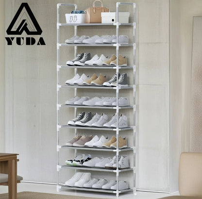 Zapatero de 9 capas, estante de almacenamiento a prueba de polvo: puede contener hasta 27 pares de zapatos, resistente y duradero, ahorra espacio, mantiene su guardarropa ordenado, soporte duradero, paño a prueba de polvo para evitar el polvo