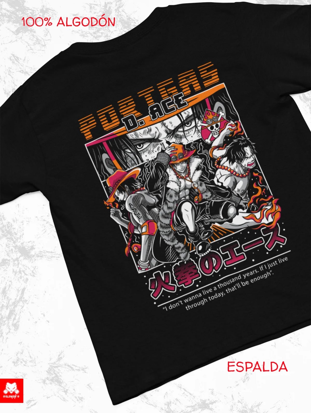 Playera Solomon's ACE ONE PIECE | 100% Algodón
I Tacto Suave | Anime Streetwear