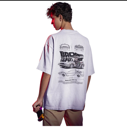 Playera Unisex Oversize Autos -
Dolorean Gris By LL