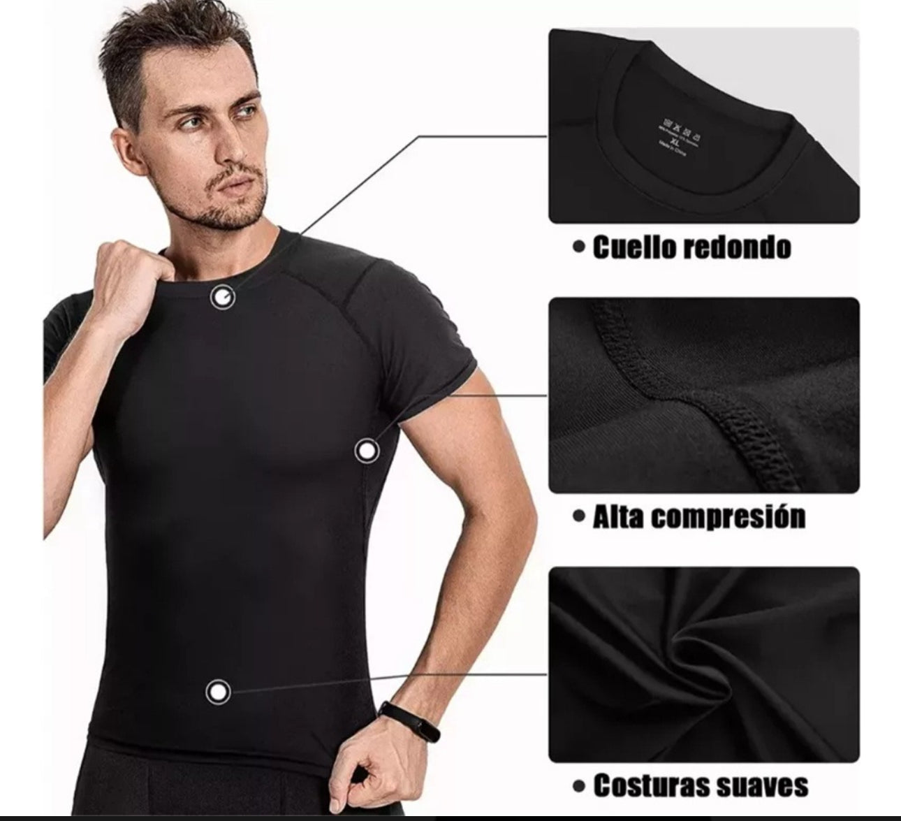 3pzs Playera Licras Deportivas Hombre Compresión Manga Gym