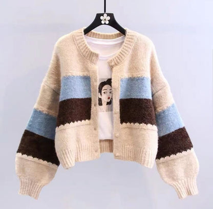 (🌎 PRODUCTO INTERNACIONAL) Cardigan Dulce De Otoño Con Mangas Bombachas Mujer