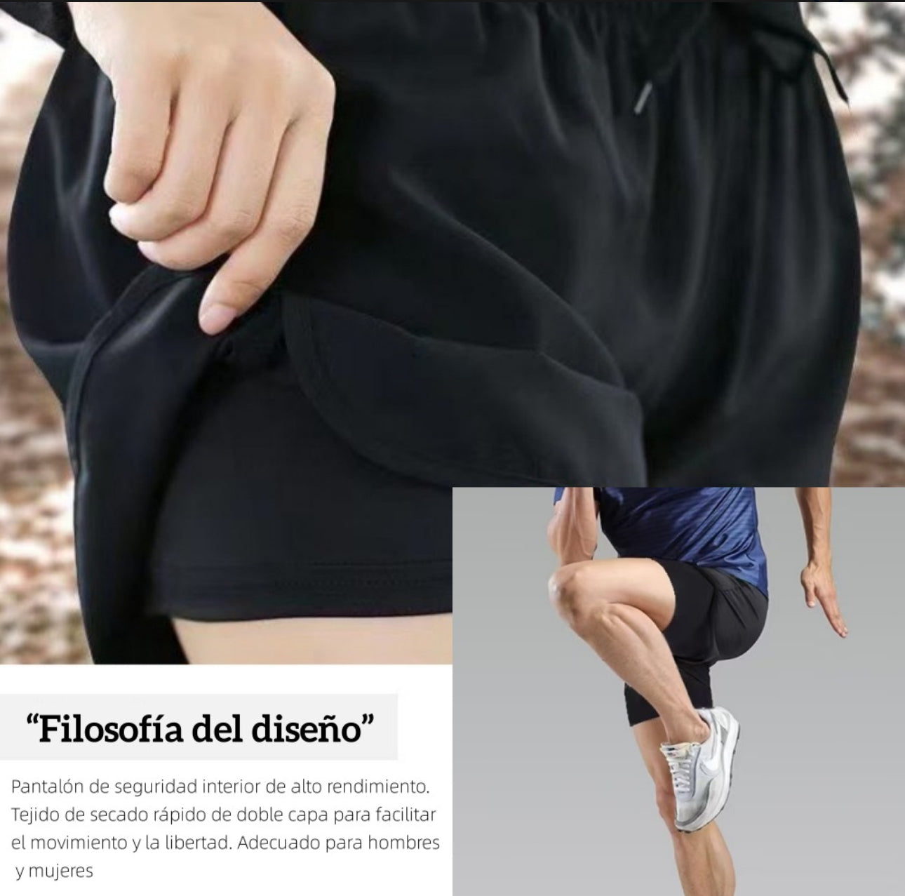 Pantalón Corto Deportivo Lycra 2 En 1 Para Hombre 2pcs