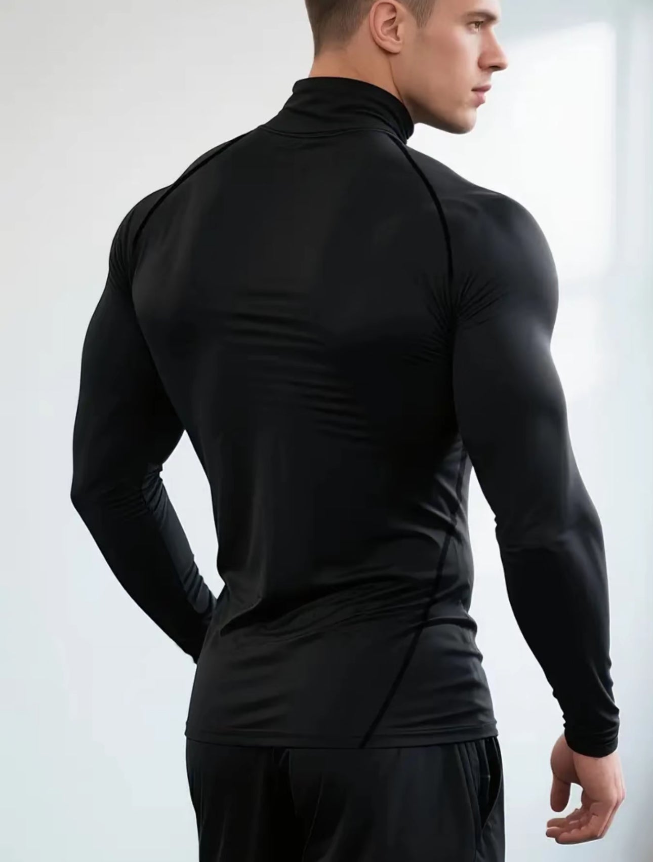 Camiseta deportiva para hombre de corte regular, de secado rápido y transpirable, manga larga, top casual deportivo para gimnasio, correr y senderismo