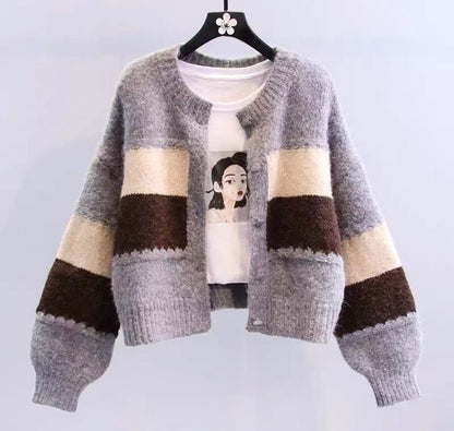 (🌎 PRODUCTO INTERNACIONAL) Cardigan Dulce De Otoño Con Mangas Bombachas Mujer