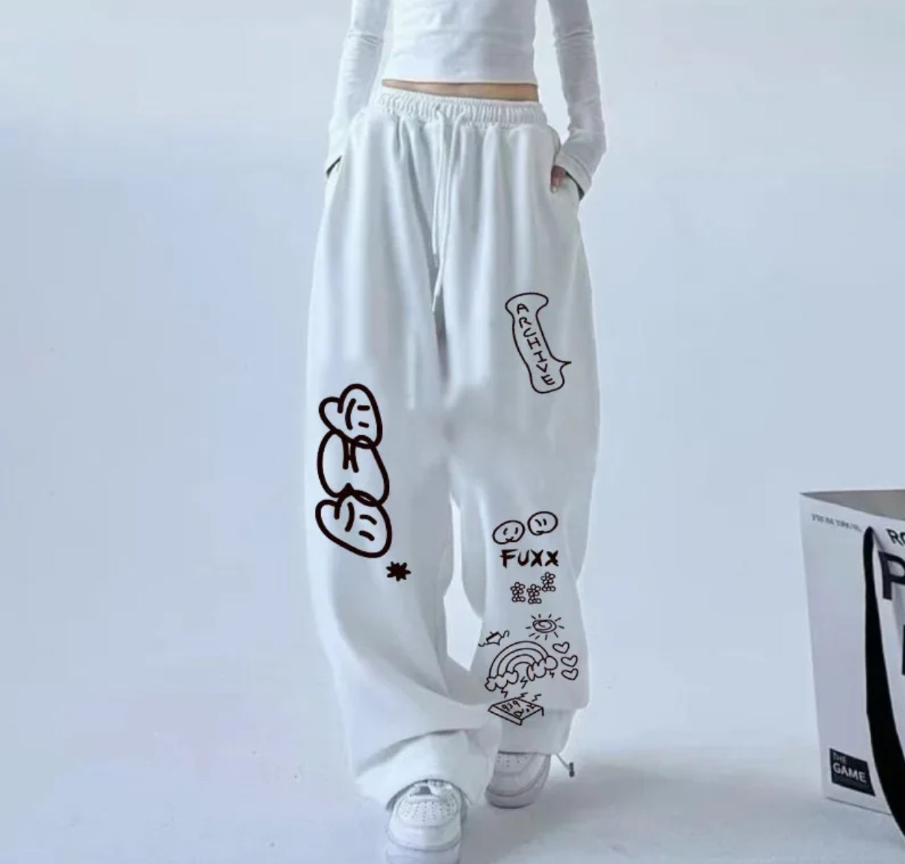 (🌍 PRODUCTO INTERNACIONAL) Pantalones Casuales Con Estampado De Hip Hop, Algodón Y Span