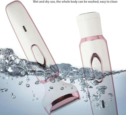 Depiladora eléctrica 4 en 1 para mujer con conexión inalámbrica USB: Afeita fácilmente el rostro, las axilas y la línea del bikini (rosa)