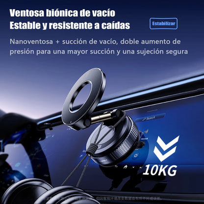 [Soporte magnético para teléfono] Soporte magnético para teléfono de coche con rotación de 360° y adsorción al vacío: plegable, retráctil, material ABS, impermeable, portátil para coche, ducha, viajes, gimnasio y espejo liso.
