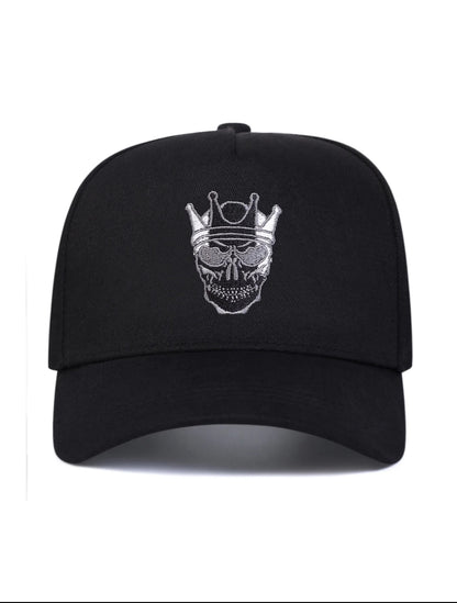 Gorra de béisbol bordada con calavera y corona unisex, sombrero ajustable para protección solar para hombres y mujeres, ideal para viajes al aire libre en primavera y otoño, y para fiestas