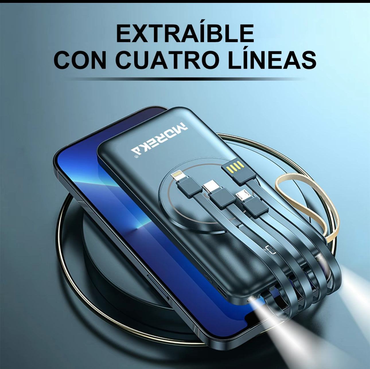 MOREKA K053 10000mAh banco de energía inalámbrico PD 20W carga rápida, cargador portátil magnético USB C, batería portátil externa compatible con iPhone 16/15/14 serie