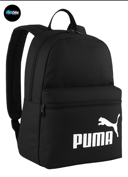 Mochila Puma Phase Negra Escolar Universidad Deportiva Casual Oficina Trabajo Asas Ajustables Cómodas Bolsillo Frontal Cierre Hombre Mujer 22lt