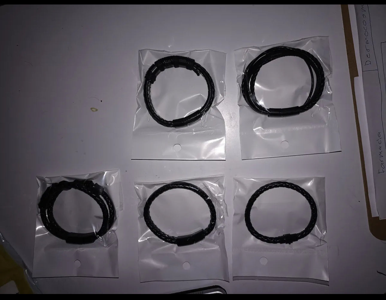 5 Piezas Pulsera Para Hombre De Cuero Con Hebilla Magnética