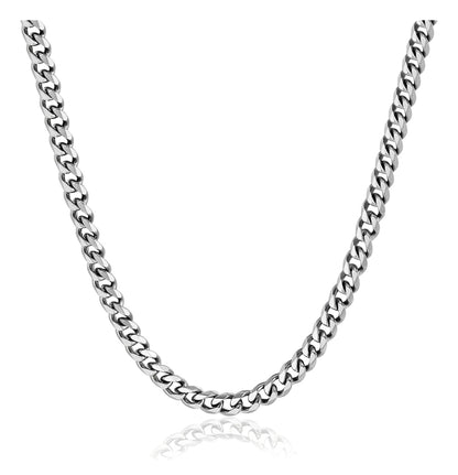 Collar Estilo Cubano Unisex De Acero Inoxidable Plateado
