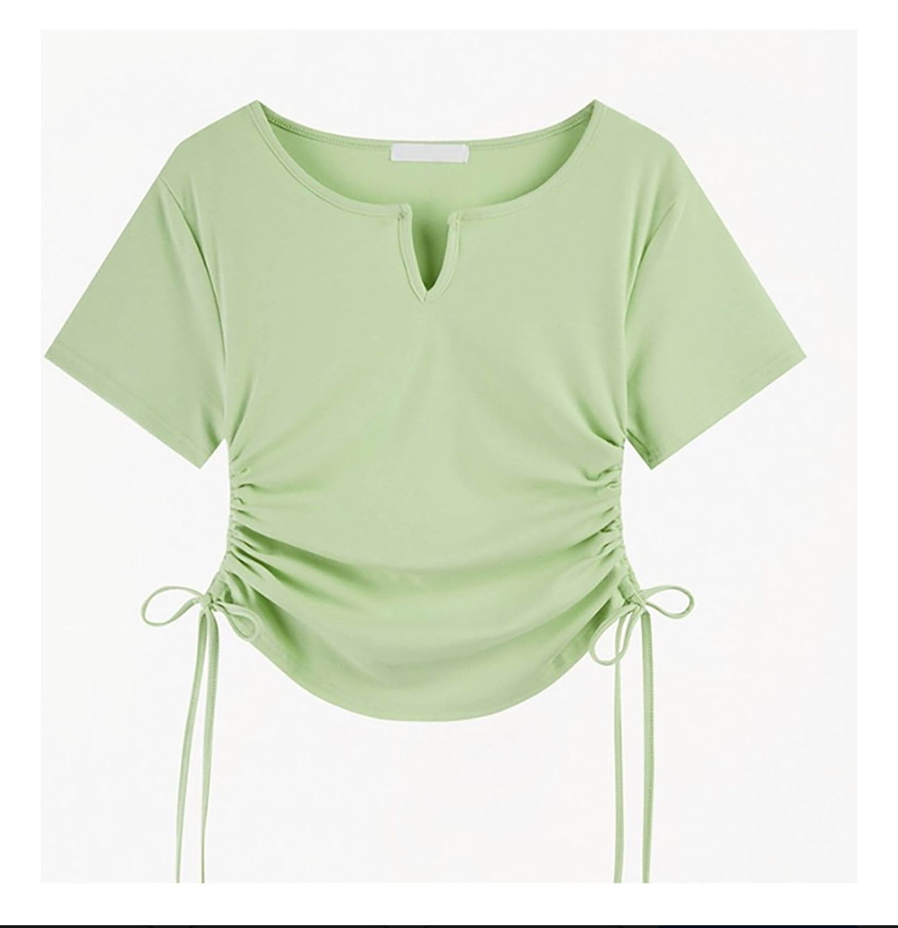 (🌎 PRODUCTO INTERNACIONAL)
 Nueva Camiseta Casual Con Cuello En V Plisada De Manga Corta