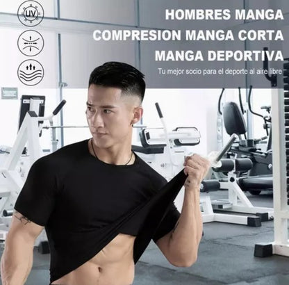 Playera Licra Deportiva Compresión Correr Manga Corta Gym