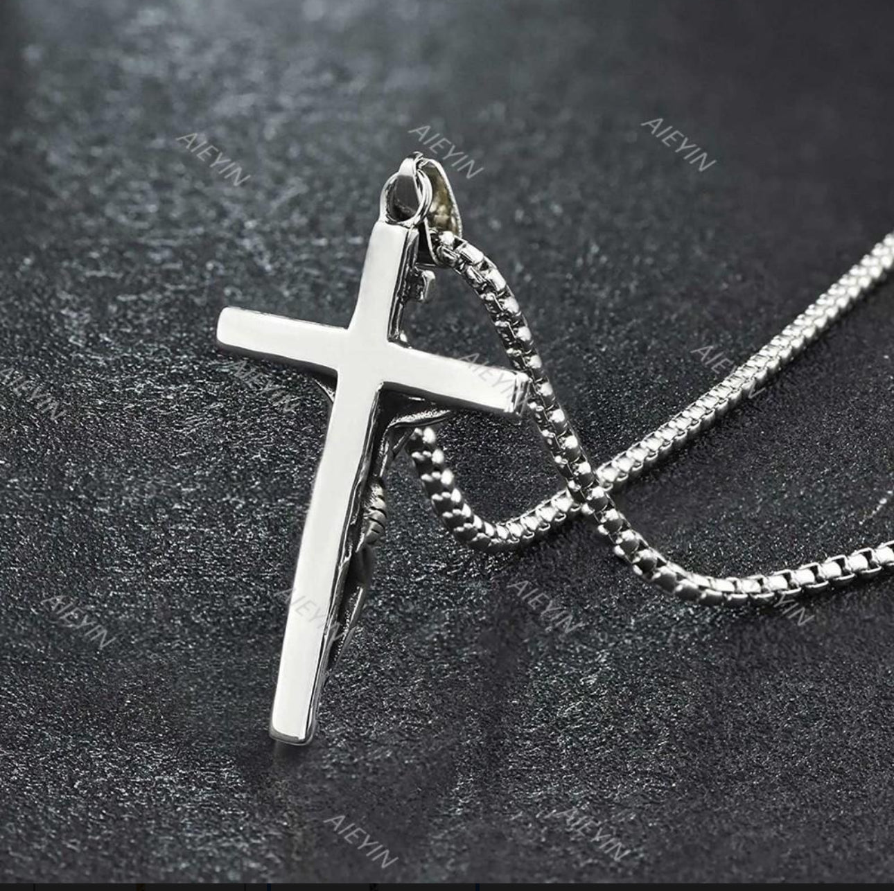 Collar Dije De Jesús Cruz Vintage Acero Inoxidable