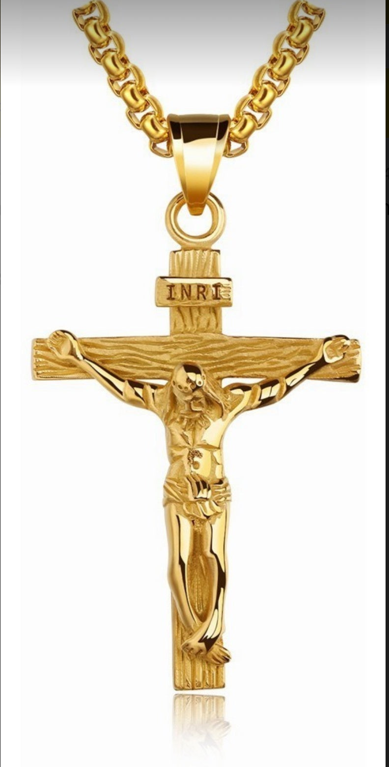 Collar Dije De Jesús Cruz Vintage Acero Inoxidable