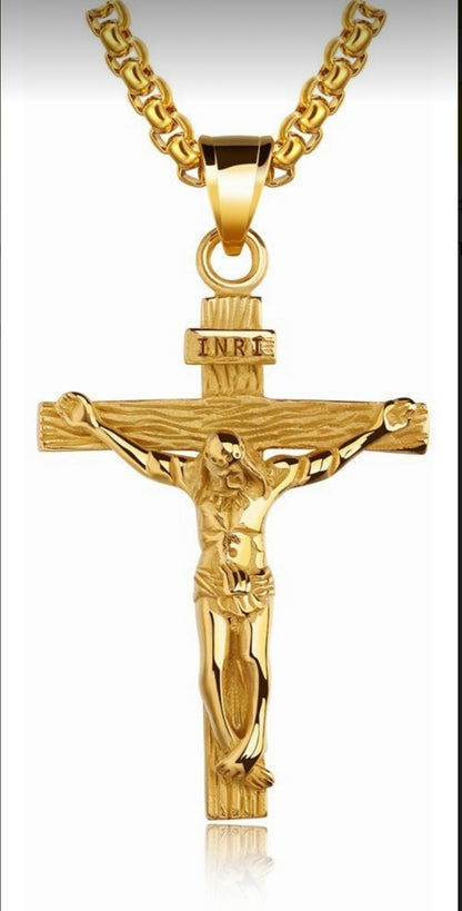 Collar Dije De Jesús Cruz Vintage Acero Inoxidable
