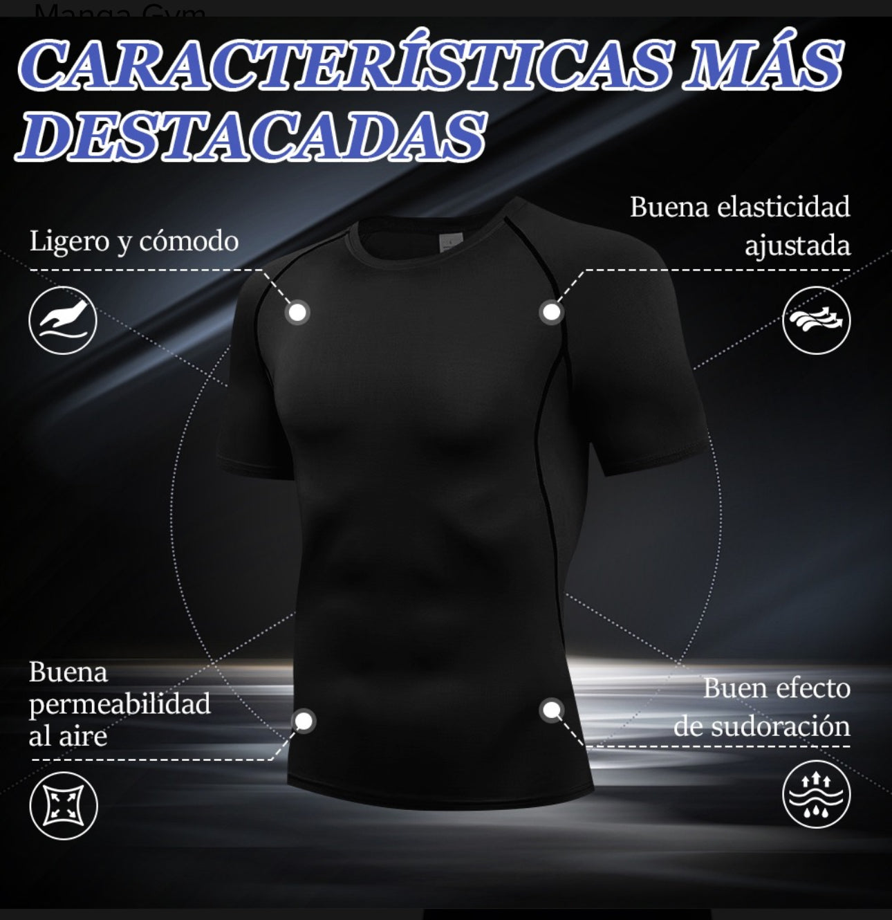 3pzs Playera Licras Deportivas Hombre Compresión Manga Gym