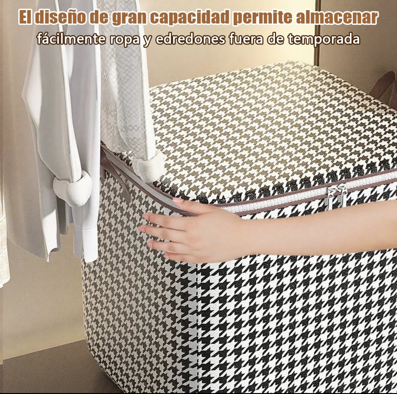 Bolsa de almacenamiento de pata de gallo de gran capacidad de 110L con cremallera, bolsa de embalaje para mudanzas a prueba de polvo para el hogar, caja de almacenamiento para colchas, ropa y pantalones