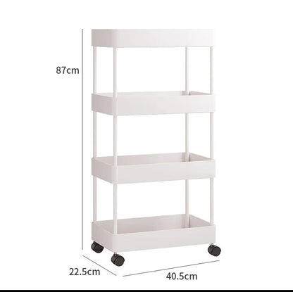 Estante de almacenamiento con ruedas de cuatro capas para cocina, dormitorio, sala de estar, juguetes para refrigerios, baño, inodoro
