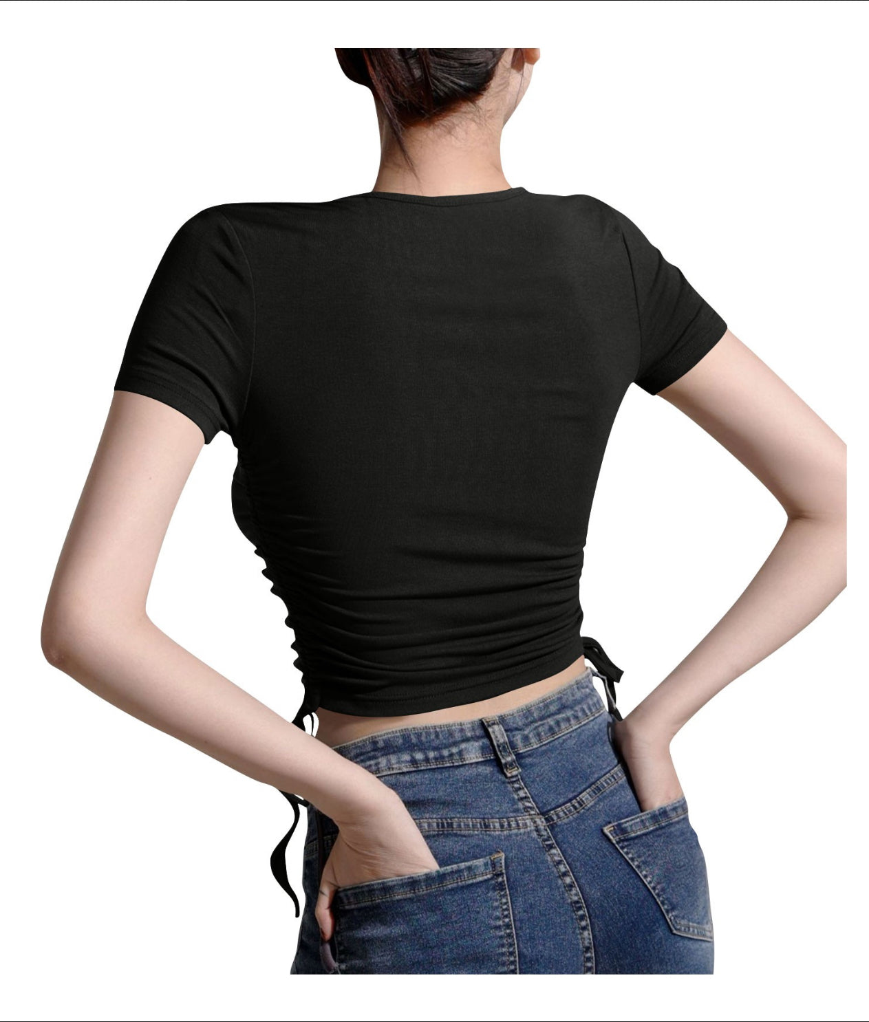 (🌎 PRODUCTO INTERNACIONAL)
 Nueva Camiseta Casual Con Cuello En V Plisada De Manga Corta