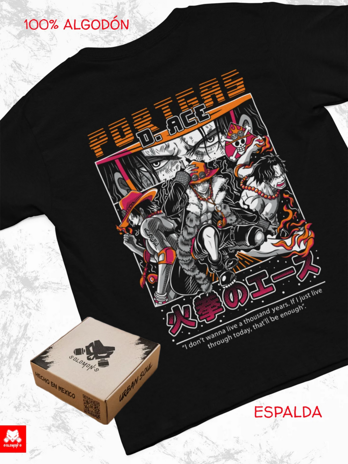 Playera Solomon's ACE ONE PIECE | 100% Algodón
I Tacto Suave | Anime Streetwear
