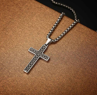 Collar Dije De Cruz Vintage Acero Inoxidable Para Hombre
