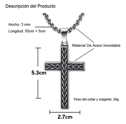 Collar Dije De Cruz Vintage Acero Inoxidable Para Hombre