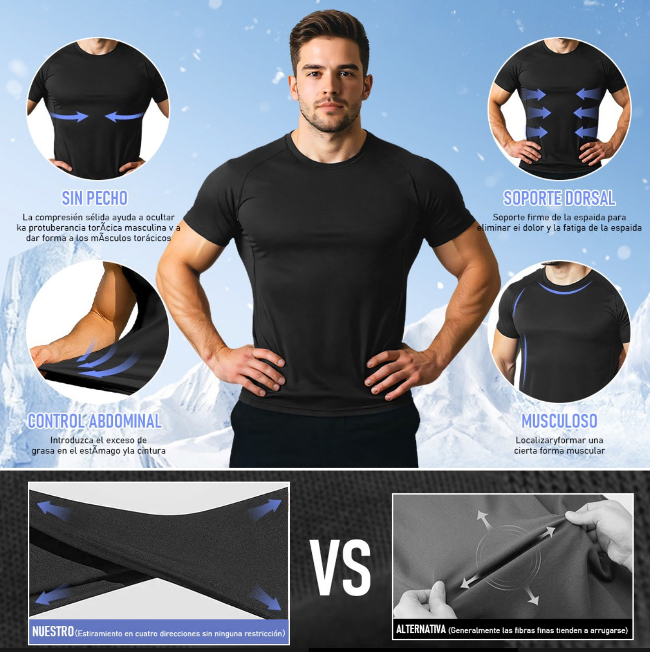 3pzs Playera Licras Deportivas Hombre Compresión Manga Gym