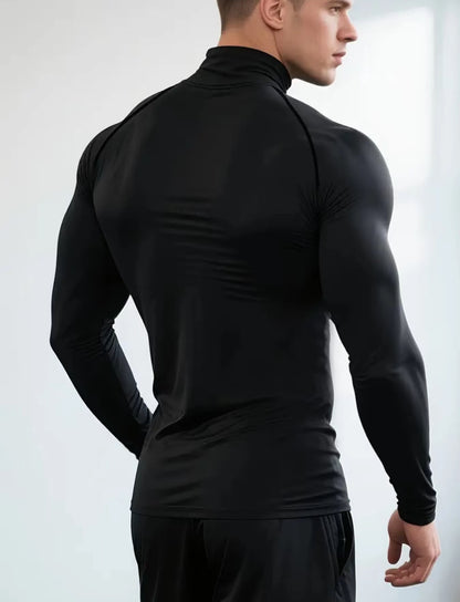 Camiseta deportiva para hombre de corte regular, de secado rápido y transpirable, manga larga, top casual deportivo para gimnasio, correr y senderismo