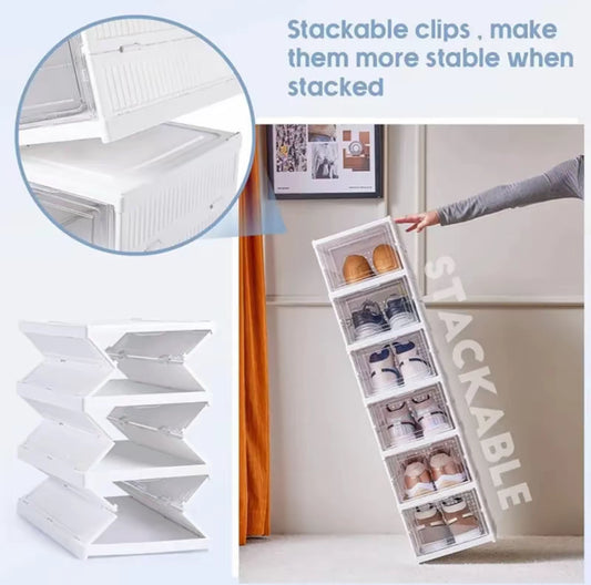 (6 niveles o 1 nivel) Cajas de plástico transparente para guardar zapatos, organizador de zapatos apilable para armario, contenedores modulares para guardar zapatos, zapatero de plástico blanco, organizador de zapatos, hogar, zapatero, muebles, muebles pa