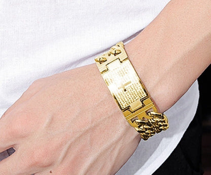 Nueva Pulsera Cruz Padre Nuestro Doble Acero Inoxidable B701