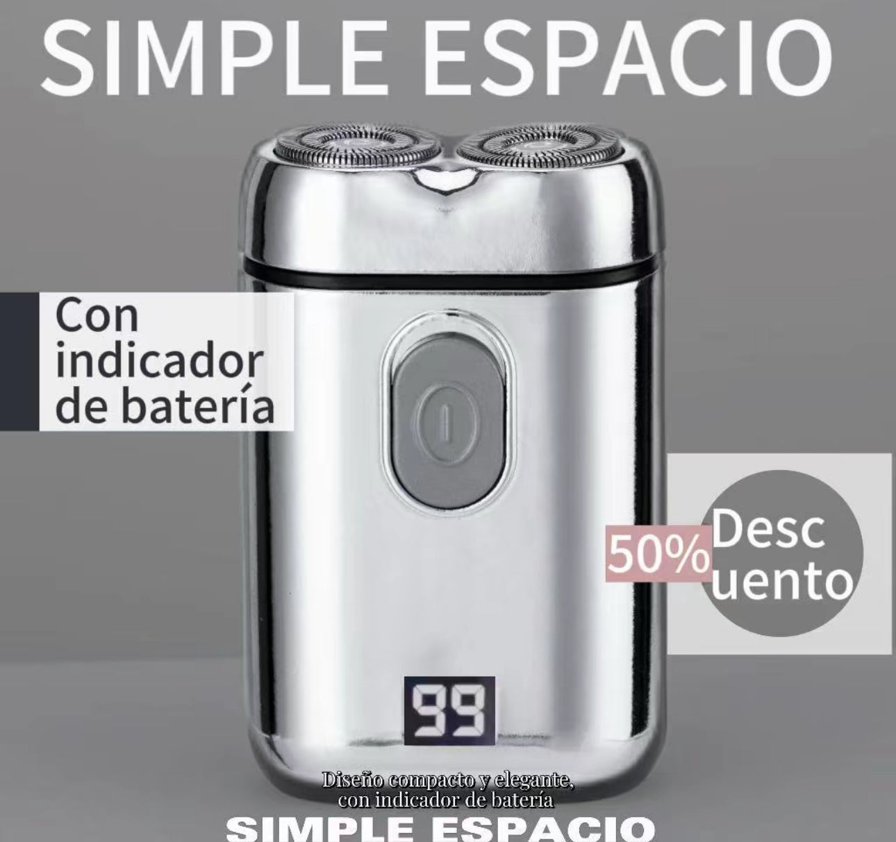Afeitadora Eléctrica con
Cabezal 3D Desmontable y Lavable, Batería de 24
Horas y Carga Rápida - ¡50% de Descuento!