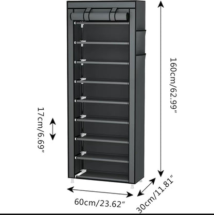 Zapatero de metal de 9 capas con cubierta antipolvo, caja de almacenamiento de zapatos no tejido de gran capacidad que ahorra espacio, adecuado para el almacenamiento de zapatos en el hogar y el dormitorio, fácil de monta