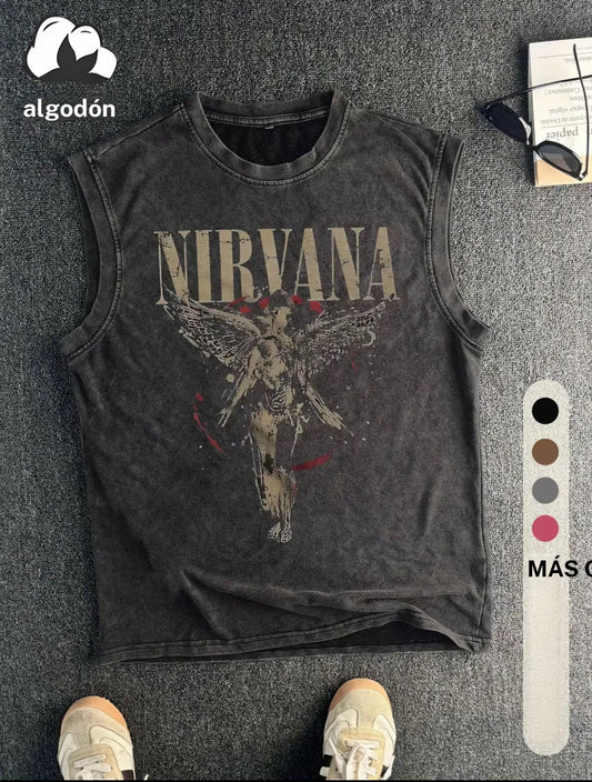 Camiseta sin mangas estilo tank para
hombre con estampado gráfico de ángel vintage, top casual sin mangas para verano, ropa de hombre para uso diario, calcetines