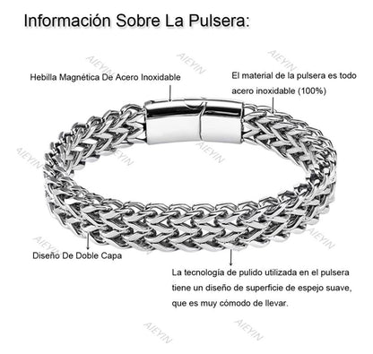 Esclava Caballero Dos Filas Hebilla Magnética Pulsera Hombre